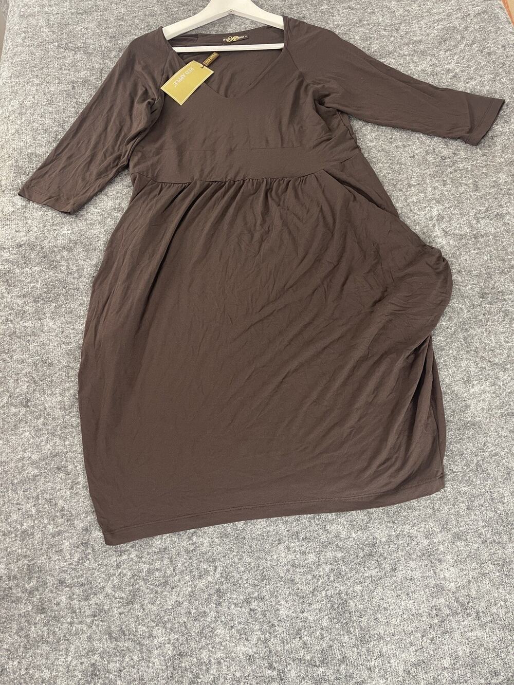 Red Apple Dress Womens Sheath Large Brown Classic 1/2 Sleeve Viscose N64
